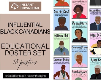 20 Influential BLACK Canadians Poster Set Heroes Social Justice Legend Icon Idol | Black History Month BLM BIPOC
