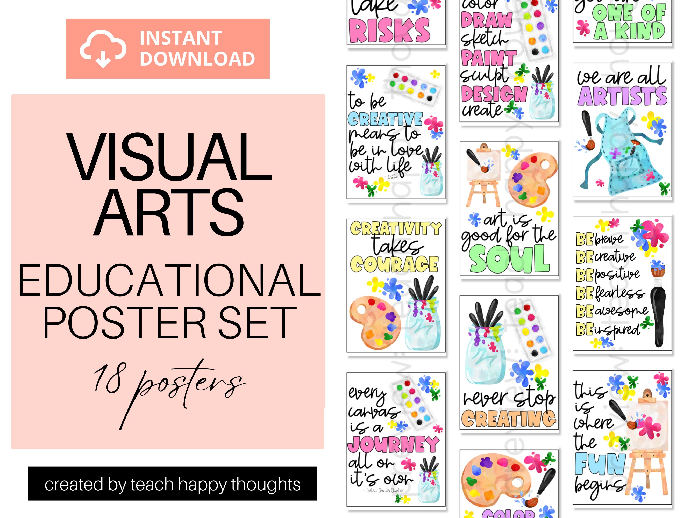 18 ART Teacher CLASSROOM POSTERS Poster Set Art Painting Drawing