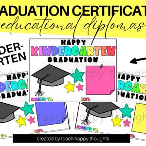 36 KINDERGARTEN Certificados de Graduación Diplomas Premios Fiesta de Fin de Año Celebración Felicitaciones Diversión Agradecimiento Estudiantil Amor Apoyo