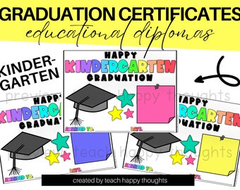 36 KINDERGARTEN Graduation Certificates Diplomas Awards End of Year Party Celebration Congratulations Fun Student Appreciation Love Support