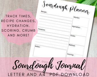 Sourdough Planner, Sourdough Journal, Sourdough Starter, Sourdough Bread, Sourdough Log, Sourdough Notes, Sourdough Printable Digital