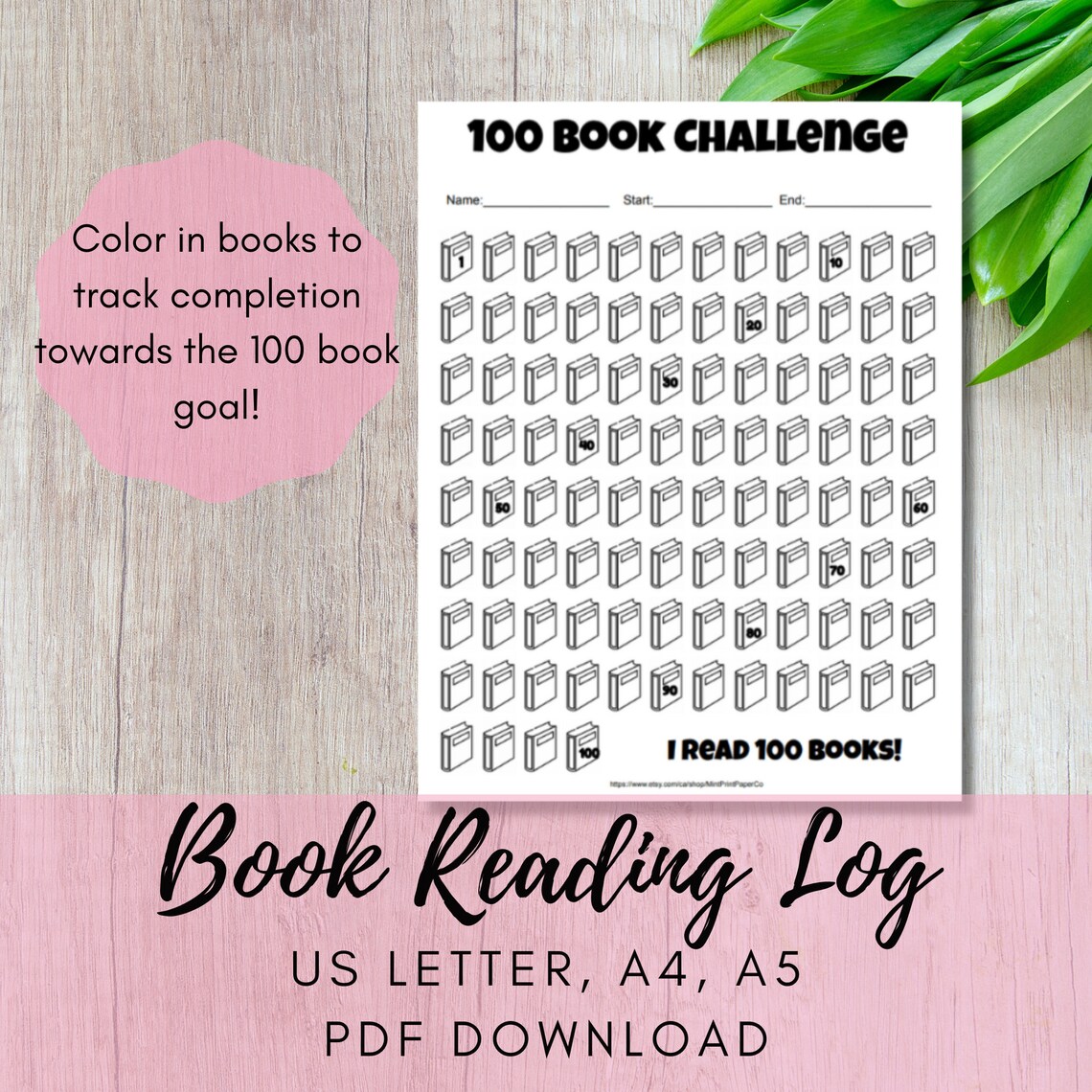 100 Book Challenge Reading Log Book Tracker Homeschool Etsy Canada