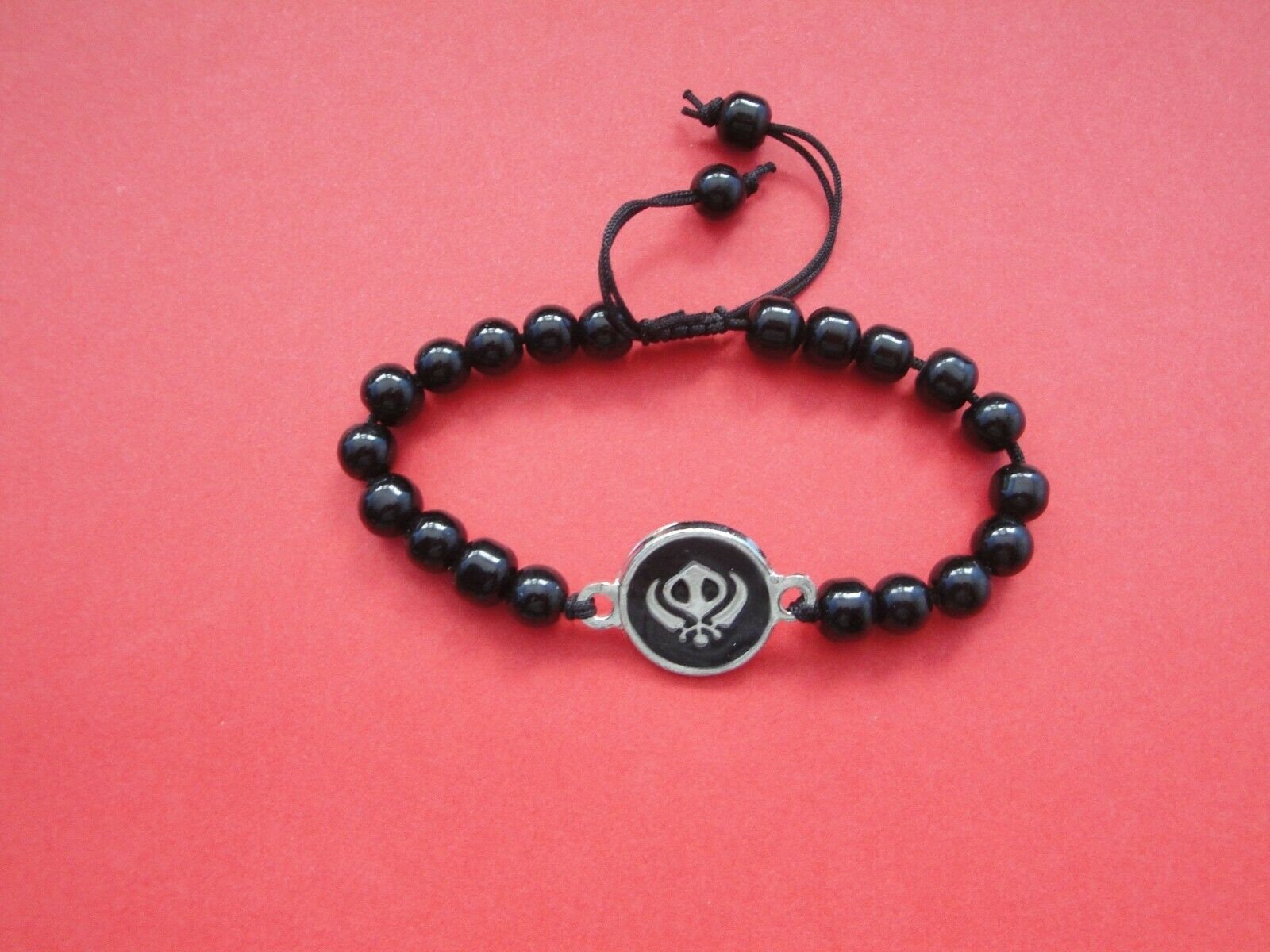 New Sikh Black beaded Mala Silver Khanda Bracelet with Etsy
