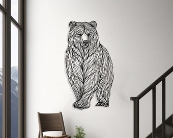 Silhouet boombeer, metalen muurkunst - beer metaaldecor, metalen muurdecor, huisdecor wilde natuur, muurkunst, kantoordecor