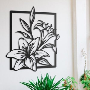 Lily Metal Wall Art, Metal Leaf Art, Living Room Wall Art, Living Room Wall Art