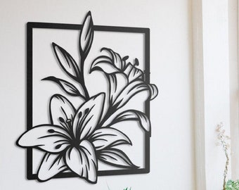 Lily Metal Wall Art, Metal Leaf Art, Living Room Wall Art, Living Room Wall Art