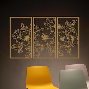 Metal Wall Decor Set of 3, Poppy Flowers Wall Decor, Unique Wall Design, Home Decor Wall Art, Living Room Wall Decor, Bedroom Wall Decor