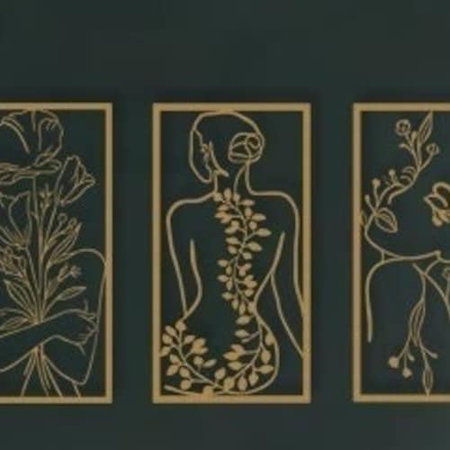 Gold Female Metal Wall Decor Woman Face Wall Art Woman Line Etsy