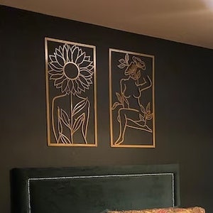 Minimalist Female Metal Art, Female Wall Artwork, Over The Bed Wall Decor