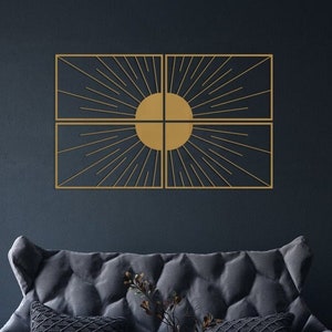 SUN Metal Wall Art Set, Gold Wall Decor, Large Wall Art Set, Over the ...