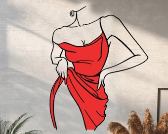 Minimalist Woman Metal Line Art, Bedroom Wall Decor