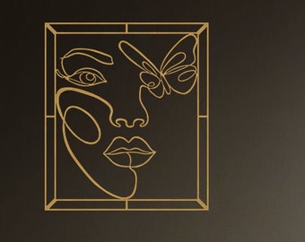 Minimalist Gold Woman Line Art, Metal Wall Decor