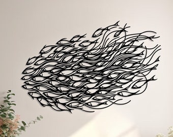Metal Fish Wall Art | Nautical Line Art, Home Decor