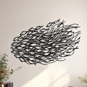 Fish Metal Line Art | Fish Family Wall Art | School of Fish Wall Decor |  Flock Of Fish Sign | Home Office Decoration - Housewarming Gift
