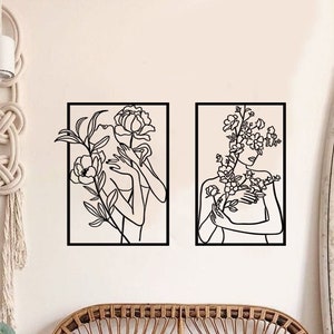 Woman Body Metal Wall Art, Set of 2 Naked Women Wall Art, Gold Female Body Art, Minimalist Female Body Bedroom Decor, Above Bed Decor