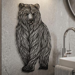 Silhueta de Urso na Árvore, Arte de Parede em Metal - Decoração de Urso em Metal, Decoração de Parede em Metal, Decoração para Casa com Tema de Natureza Selvagem, Arte de Parede, Decoração para Escritório