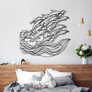 Dolphin Family Wall Art - Dolphin Metal Wall Sign - Metal Wall Art - Oversized Metal Wall Art - Outdoor Large Metal Art