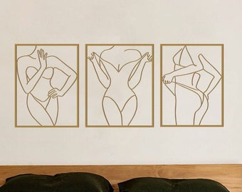 Set di decorazioni murali in metallo con figura femminile dorata (30x23 cm)