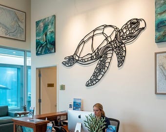 Decoración de pared metálica 3D con forma de tortuga, letrero para baño.