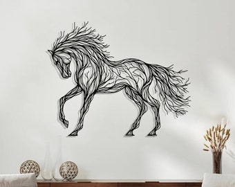 Metalen muurkunst boom, paard muur decor, boom metalen kunst, metalen muur kunst paard, paard cadeaus voor vrouwen, paard muur decor, paard geschenken