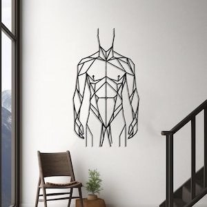 Golden Ratio Male Body Line Art - Man Body Metal Wall Decor - Modern Man Bedroom Decor - Single Man Decor - Bedroom Decor