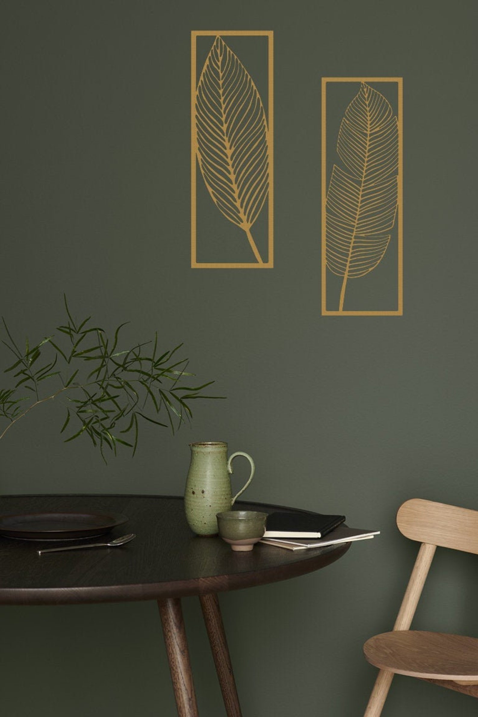 Set of 2 Metal Leaves Gold Metal Leaf Wall Art LeavesWall Etsy