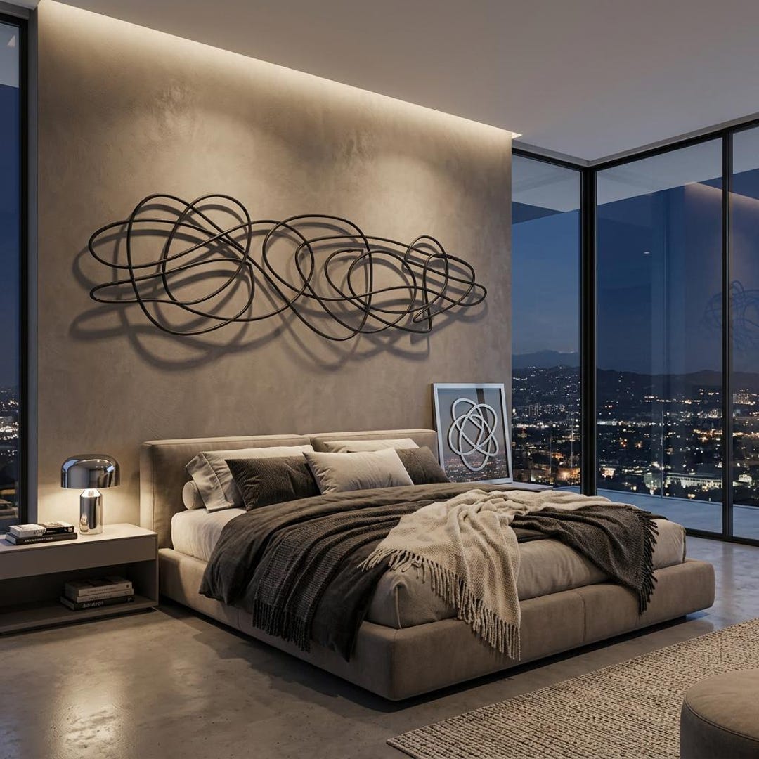 Minimalist Metal Wall Decor, Modern Abstract Line Art - Etsy