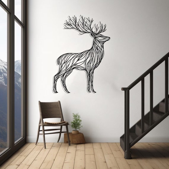 Metal Wall Decor, Tree Branches Deer, Metal Deer Wall Art, Deer Sign, Living Room Wall Art, Interior Decoration, Wall Hangings, Deer Art