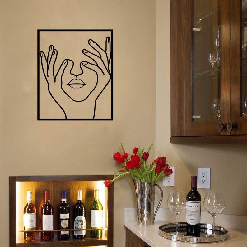 Female Face Metal Wall Art Metal Wall Decor Line Art Decor Etsy UK