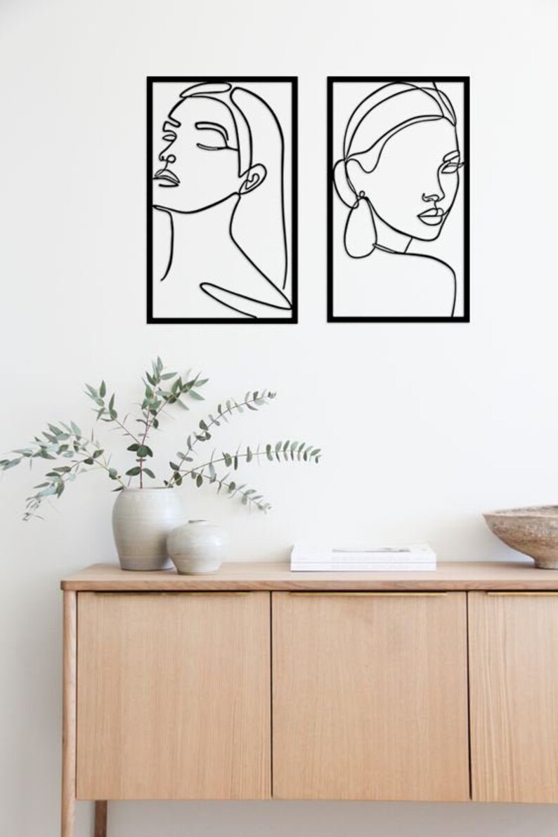 Woman Face Metal Wall Art Set Large Wall Decor Metal Wall Etsy