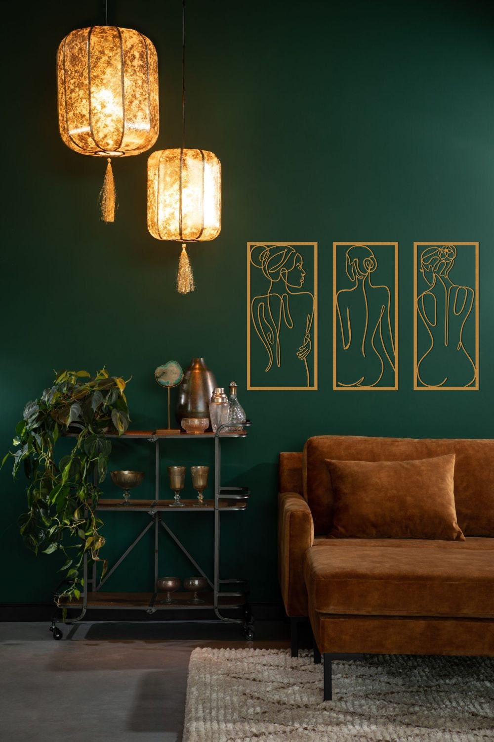Naked Female Metal Line Art Set of 3 - Woman Body Wall Decor ...