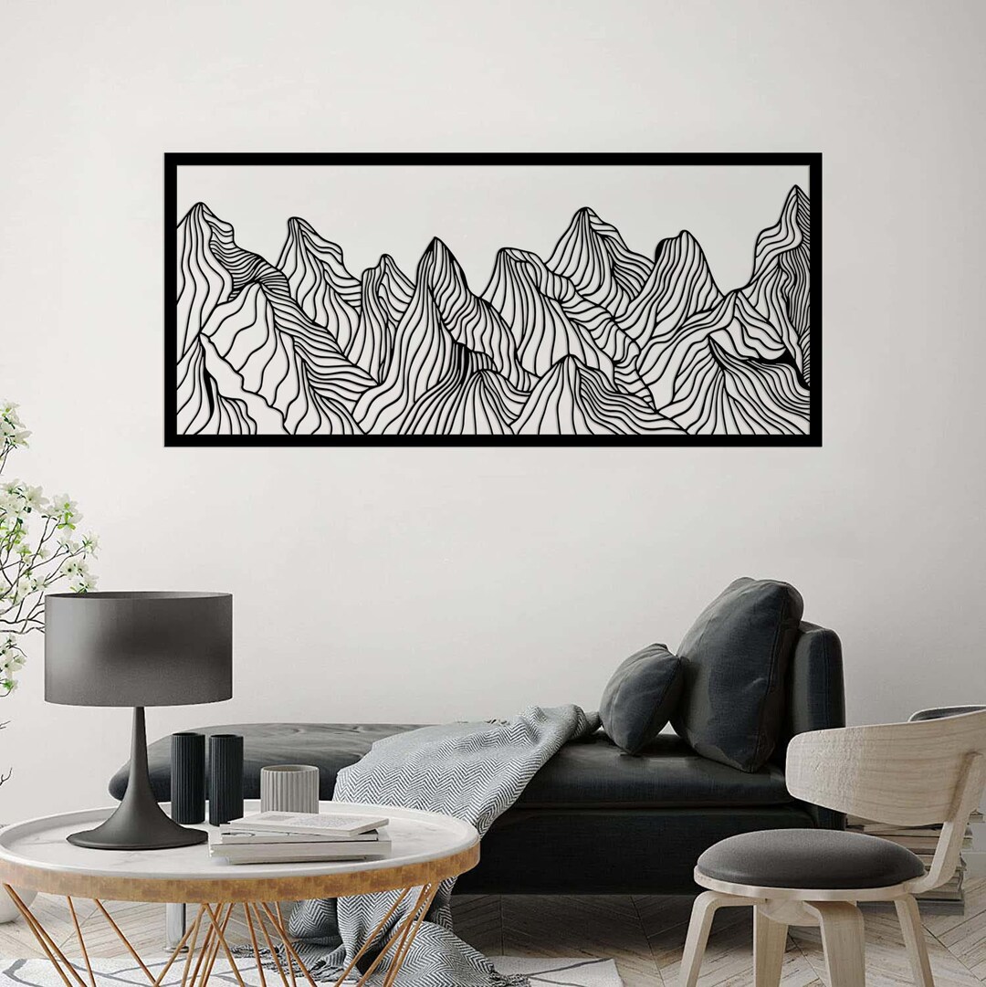 Mountain Metal Wall Decor Texture Paint Metal Wall Etsy
