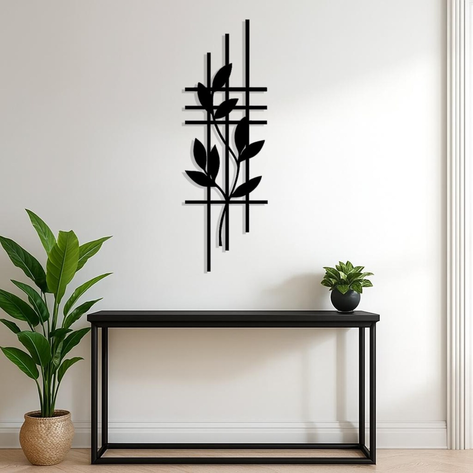 Geometric Leaf Metal Wall Art, Modern Minimalist Decor - Etsy