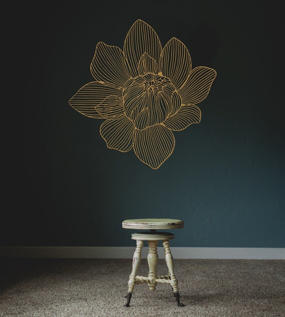 Gold Flower Wall Decor, Metal Wall Art, Gold Wall Decor, Living Room