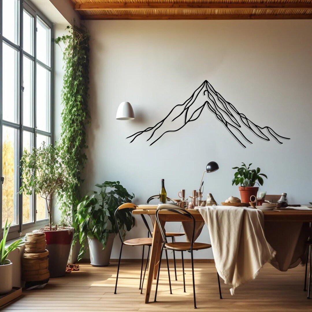 Mountain Metal Wall Decor | Yard Wall Decor | Hill Line Art Decor ...