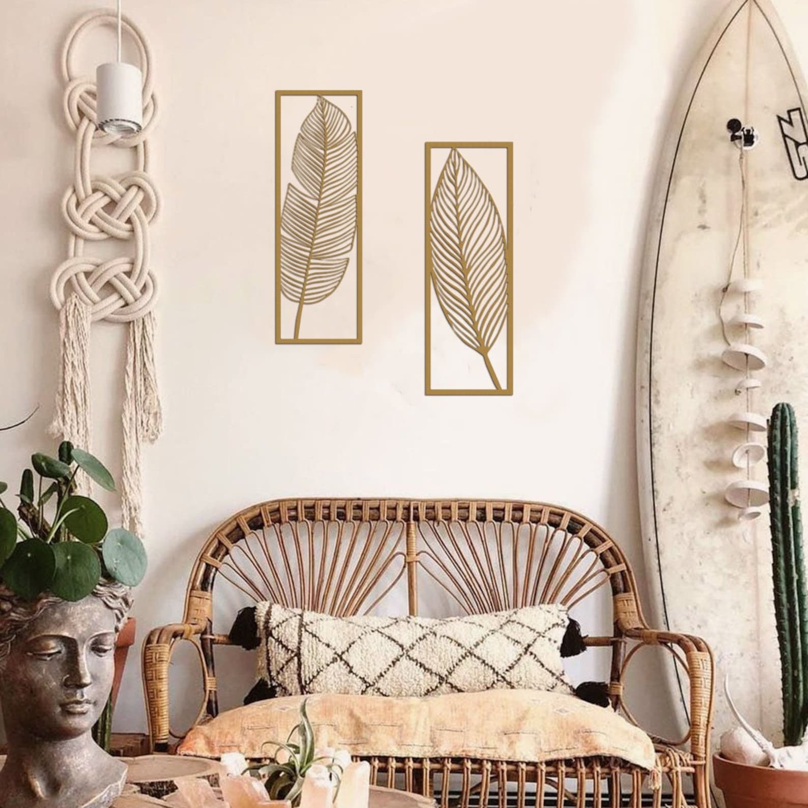 Leaves Silhouettes Metal Wall Art Gold Metal Leaf Wall Art Etsy