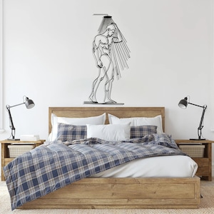 Man Taking A Shower - Naked Man Metal Wall Art, Masculine Bathroom