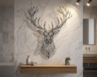 Deer Head Metal Wall Art, Farmhouse Rustic Home Decor