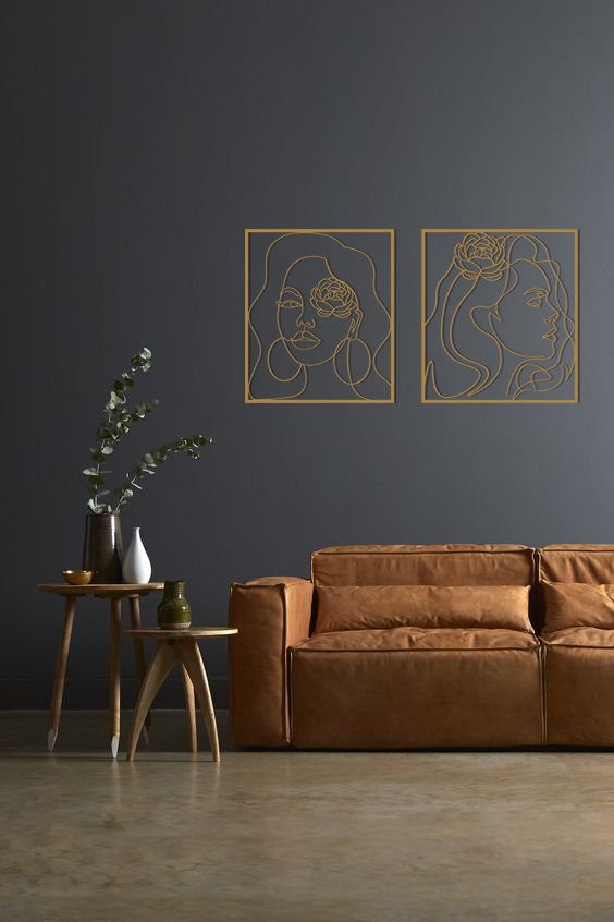 Beauty and Female Face Woman Line Art Minimal Living Room - Etsy