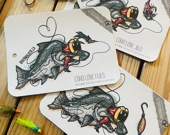 Coho Love - Salmon Sicker - Fishing Decal - Fly Fishing - Fish Art