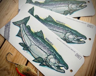 Coho - Salmon Sicker - Fishing Decal - Fly Fishing - Fish Art