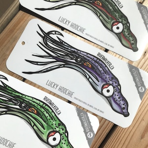 Lucky Hoochie - Salmon Art - Fishing Sticker - Salmon Lure - Squid Bait