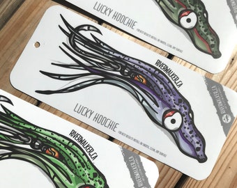 Lucky Hoochie - Salmon Art - Fishing Sticker - Salmon Lure - Squid Bait