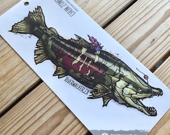 Zombie Fisch Sicker - Chum Salmon - Angeln Aufkleber - Fliegenfischen - Fisch Art