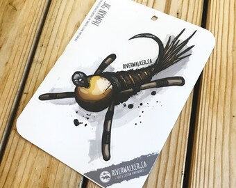 Jig Nymph - Euro Nymph - Fly Tying Art - Fishing Sticker - Trout fly - Czech Nymphing - Skagit Bug