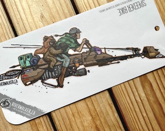 Leia sur Speeder Bike - StarWars Sicker - Sticker de pêche - Pêche à la mouche - Ewok