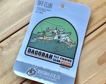 Dagobah Fly Fishing Club Decal - Fly Tying Art - Fishing Sticker - Flyfishing - Starwars - Jedi - X Wing - Fishing - Trout - Salmon