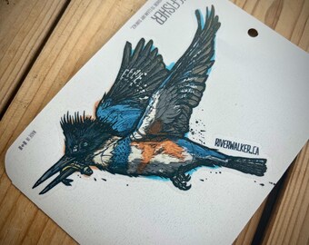 Kingfisher - Bird Sticker - Fly Fishing Art - Fishing Decal - Bird Watching