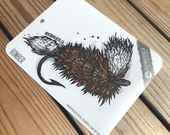 Bomber Fly - Atlantic Salmon Fly - Classic Fly Decals - Fly Tying Art - Fishing Sticker - Salmon Fly - Trout fly - Dry Fly