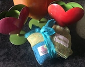 Patchwork large Pin cushion with needle case in Harris tweed